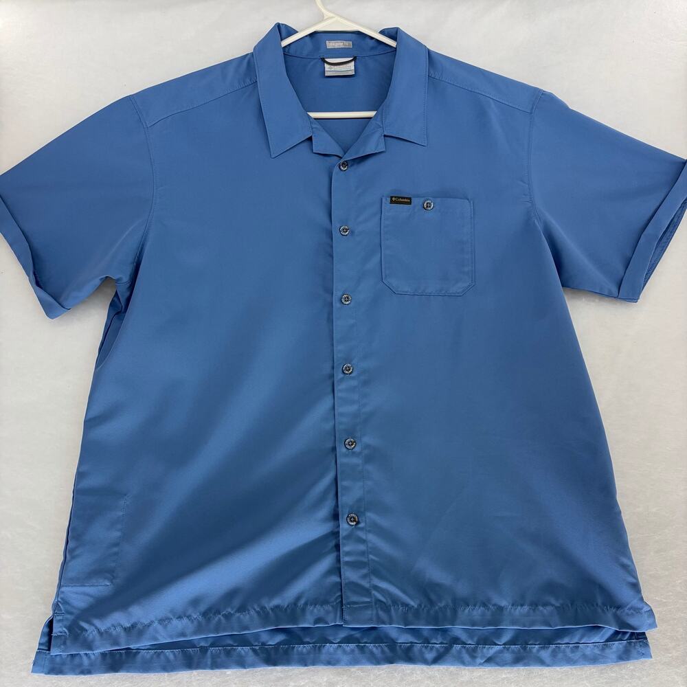 Columbia Sportswear Company Men's XL Short Sleeve Button Shirt Blue Regular Fit